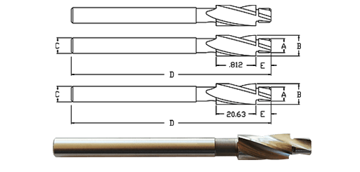 Extended Length Three FLute Counterbore Metric